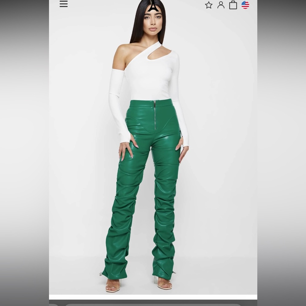 Maniere De Voir tacked vegan leather flare pants